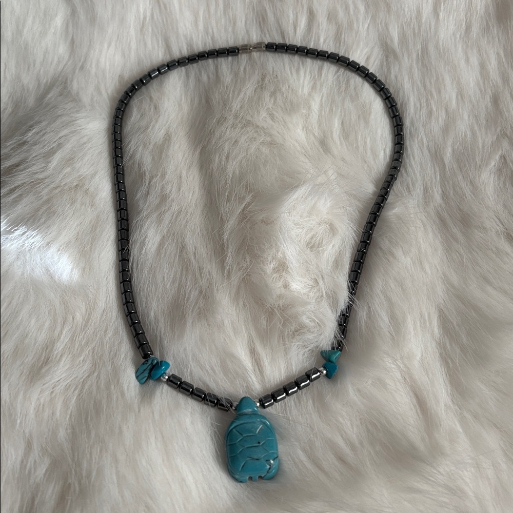 Black and Turquoise Beaded Necklace